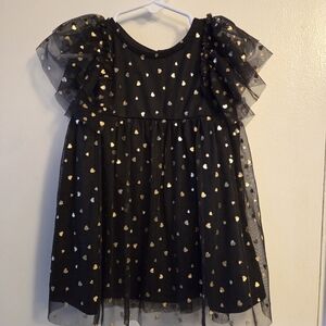 Old Navy Black Dress with Gold Heart Details